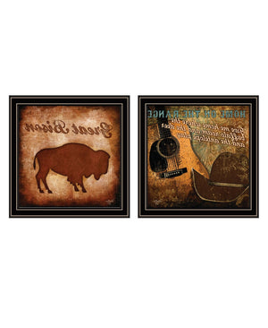 HomeRoots Set of Two Western Framed Wall Art - Bold Acrylic-Style Prints for Rustic Home Décor and Charm 568713