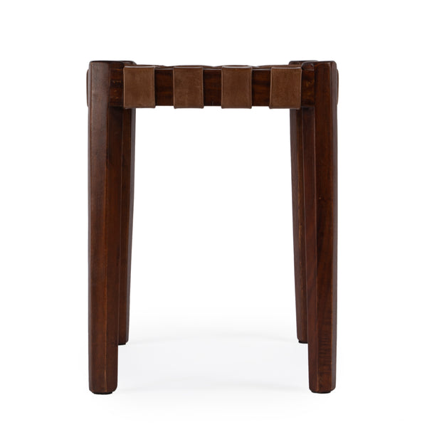 Butler Specialty Kerry Leather Woven Stool – Stylish Acacia Wood And Genuine Leather Accent For Any Space Dark Brown Acacia Solids,Leather 5687140-butler