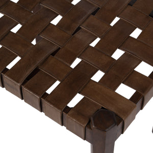 Butler Specialty Kerry Leather Woven Stool – Stylish Acacia Wood And Genuine Leather Accent For Any Space Dark Brown Acacia Solids,Leather 5687140-butler