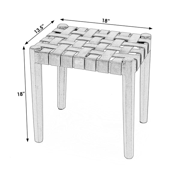 Butler Specialty Kerry Leather Woven Stool – Stylish Acacia Wood And Genuine Leather Accent For Any Space Dark Brown Acacia Solids,Leather 5687140-butler