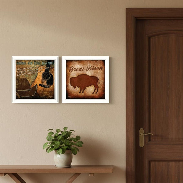 HomeRoots Set of Two Rustic Western Black Framed Wall Art Prints - Chic Home Decor for Any Space! 568714