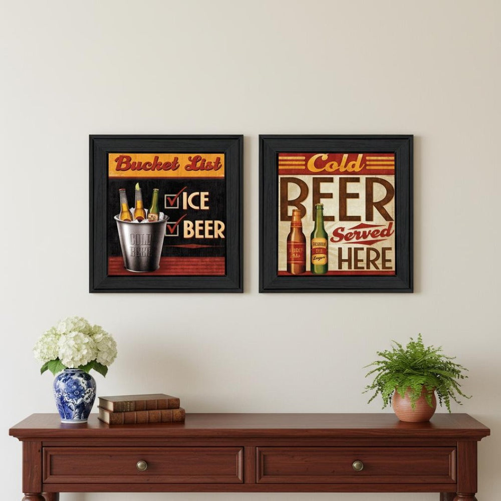 HomeRoots Set of Two Bucket List Framed Wall Art Prints - Modern Black Frames for Colorful Home Decor 568715