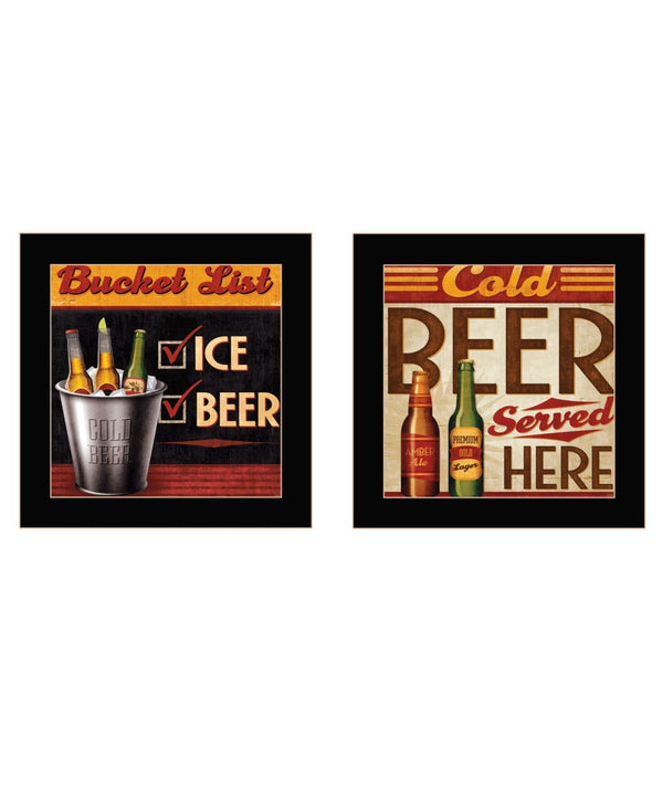 HomeRoots Set of Two Vibrant Bucket List Black Framed Wall Art Prints for Modern Home Decor & Style 568716