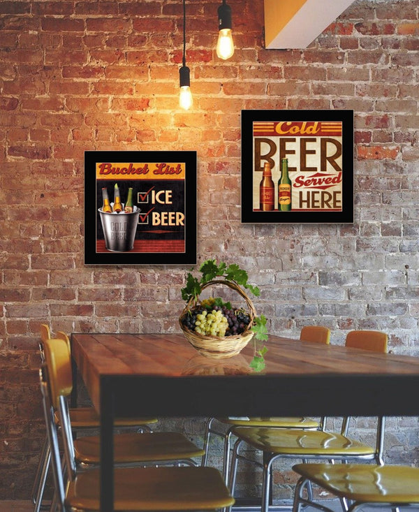 HomeRoots Set of Two Vibrant Bucket List Black Framed Wall Art Prints for Modern Home Decor & Style 568716