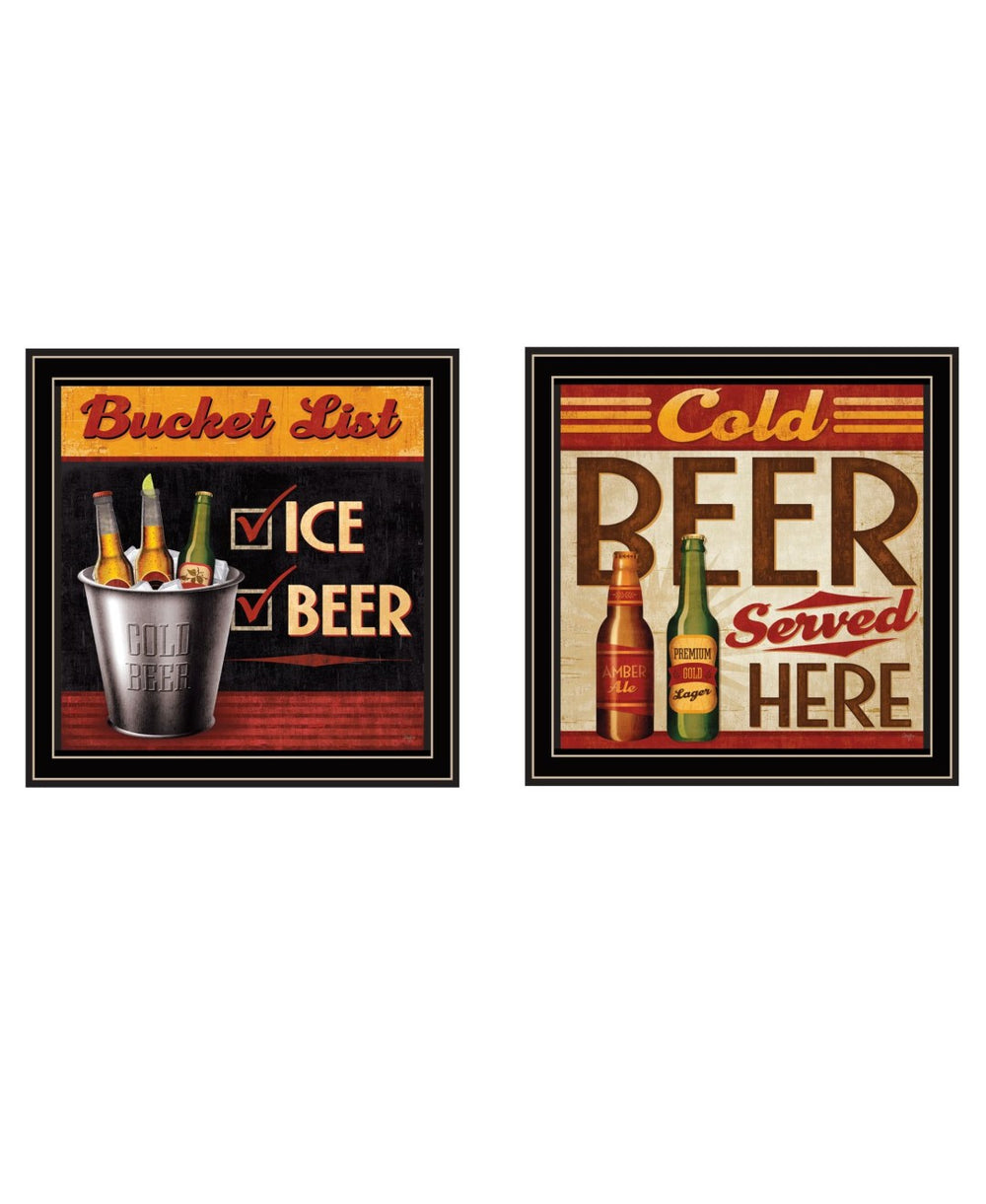 HomeRoots Set Of Two Framed Wall Art Prints – Contemporary Black Frames for Stylish Home Décor & Colorful Accents 568717
