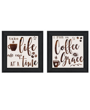 HomeRoots Set of Two Framed Kitchen Wall Art - Modern Acrylic-Style Prints in Sleek Black Frames for Home Décor 568719