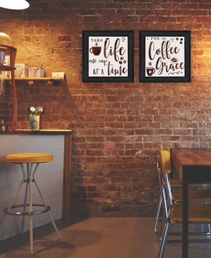 HomeRoots Set of Two Framed Kitchen Wall Art - Modern Acrylic-Style Prints in Sleek Black Frames for Home Décor 568719