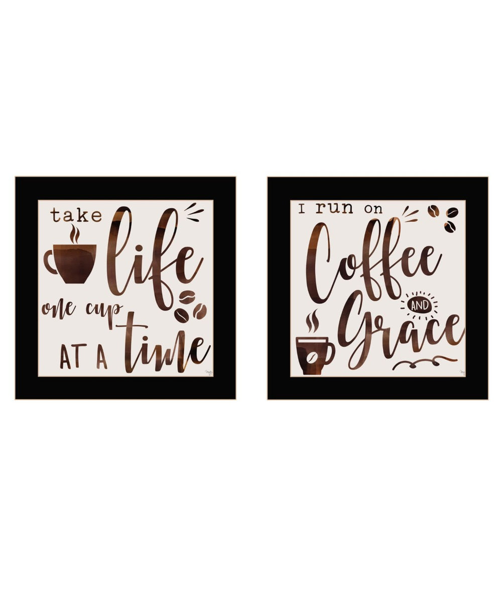 HomeRoots Set of Two Framed Modern Kitchen Wall Art - Bold Acrylic Prints for Stylish Home Decor Focal Point 568720