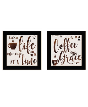 HomeRoots Set of Two Framed Modern Kitchen Wall Art - Bold Acrylic Prints for Stylish Home Decor Focal Point 568720