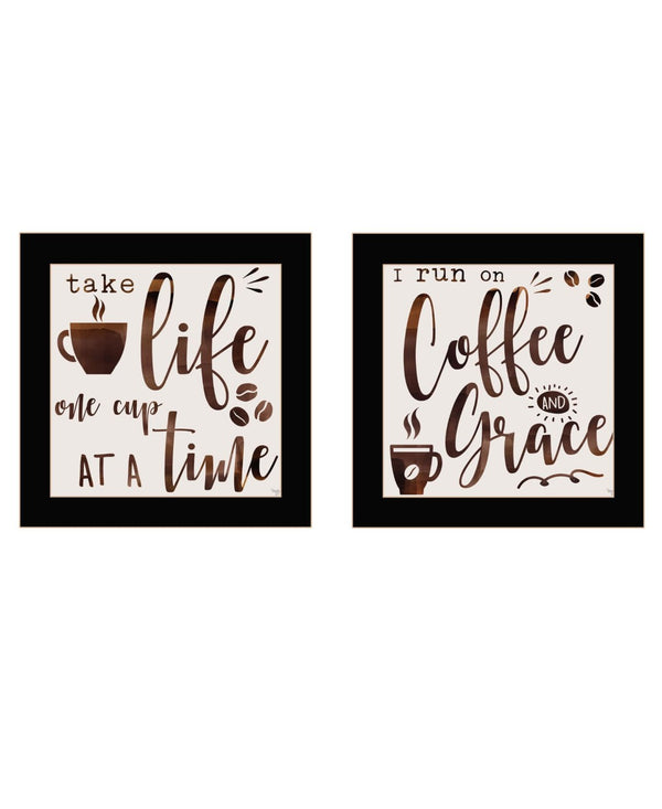 HomeRoots Set of Two Framed Modern Kitchen Wall Art - Bold Acrylic Prints for Stylish Home Decor Focal Point 568720
