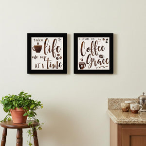 HomeRoots Set of Two Framed Modern Kitchen Wall Art - Bold Acrylic Prints for Stylish Home Decor Focal Point 568720