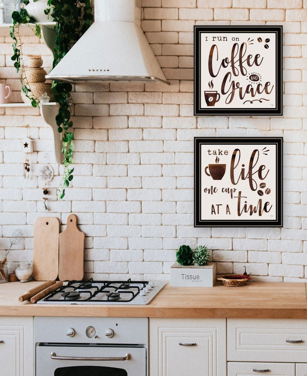 HomeRoots Set of Two Framed Kitchen Wall Art Prints – Bold Acrylic Style for Modern Home Decor & Easy Display 568721