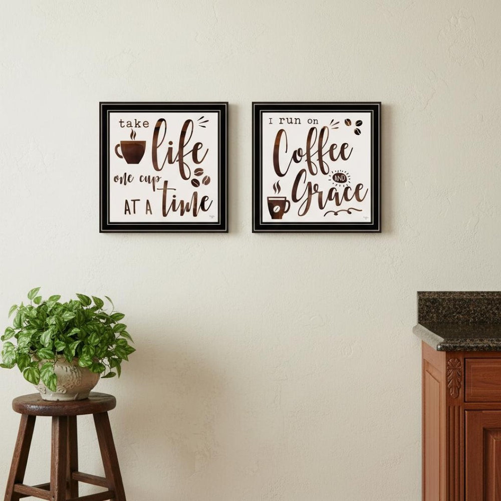 HomeRoots Set of Two Framed Kitchen Wall Art Prints – Bold Acrylic Style for Modern Home Decor & Easy Display 568721
