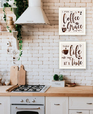 HomeRoots Set of Two Framed Kitchen Wall Art - Vibrant Acrylic Prints in Sleek Black Frames for Modern Decor 568722