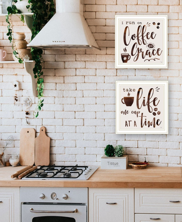 HomeRoots Set of Two Framed Kitchen Wall Art - Vibrant Acrylic Prints in Sleek Black Frames for Modern Decor 568722