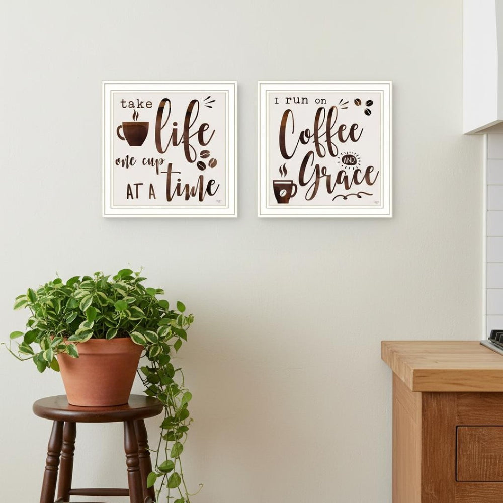 HomeRoots Set of Two Framed Kitchen Wall Art - Vibrant Acrylic Prints in Sleek Black Frames for Modern Decor 568722