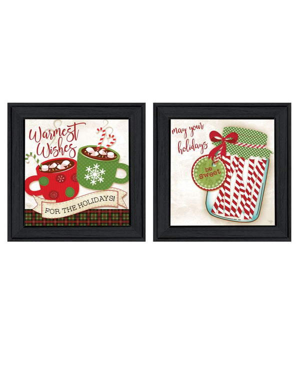 HomeRoots Set of Two Framed Hot Cocoa & Candy Canes Kitchen Wall Art – Cozy Seasonal Decor for Home 568723