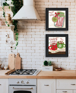 HomeRoots Set of Two Framed Hot Cocoa & Candy Canes Kitchen Wall Art – Cozy Seasonal Decor for Home 568723