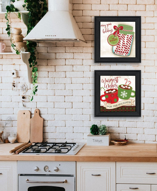 HomeRoots Set of Two Framed Hot Cocoa & Candy Canes Kitchen Wall Art – Cozy Seasonal Decor for Home 568723