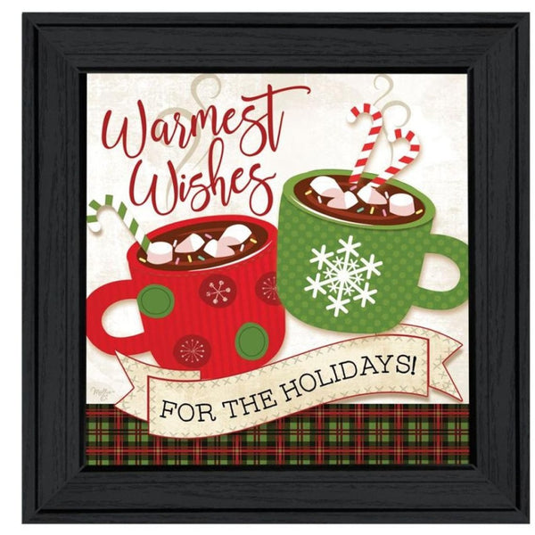 HomeRoots Set of Two Framed Hot Cocoa & Candy Canes Kitchen Wall Art – Cozy Seasonal Decor for Home 568723