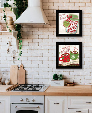 HomeRoots Set of Two Cozy Hot Cocoa and Candy Cane Framed Prints for Festive Kitchen Decor and Style 568724