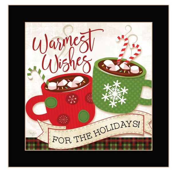 HomeRoots Set of Two Cozy Hot Cocoa and Candy Cane Framed Prints for Festive Kitchen Decor and Style 568724