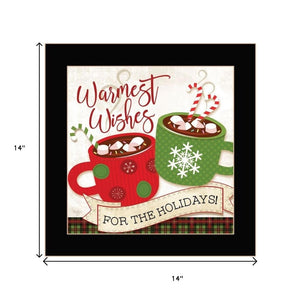 HomeRoots Set of Two Cozy Hot Cocoa and Candy Cane Framed Prints for Festive Kitchen Decor and Style 568724
