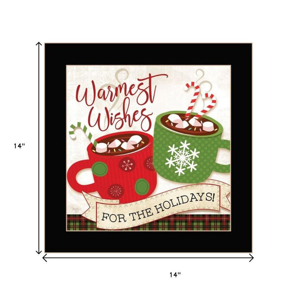 HomeRoots Set of Two Cozy Hot Cocoa and Candy Cane Framed Prints for Festive Kitchen Decor and Style 568724
