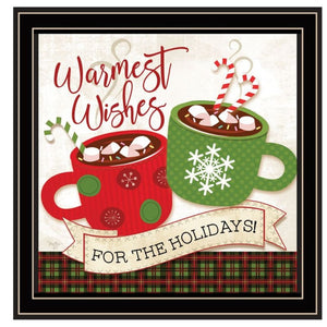 HomeRoots Set of Two Framed Hot Cocoa & Candy Canes Wall Art – Modern Kitchen Decor for Festive Charm 568725