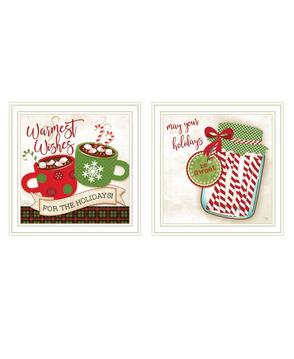 HomeRoots Set of Two Framed Hot Cocoa & Candy Canes Prints – Festive Kitchen Wall Art for Holiday Cheer 568726