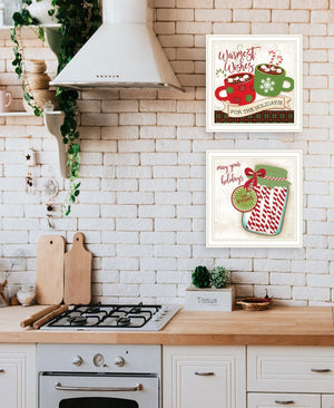 HomeRoots Set of Two Framed Hot Cocoa & Candy Canes Prints – Festive Kitchen Wall Art for Holiday Cheer 568726