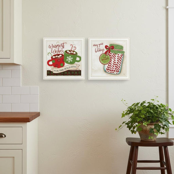 HomeRoots Set of Two Framed Hot Cocoa & Candy Canes Prints – Festive Kitchen Wall Art for Holiday Cheer 568726