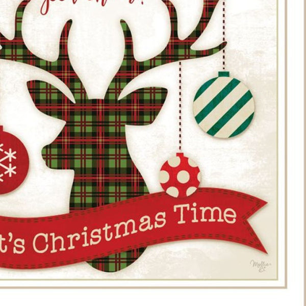 HomeRoots Set of Three Festive "It's Christmas Time" Black Framed Wall Art for Stylish Holiday Decor 568730