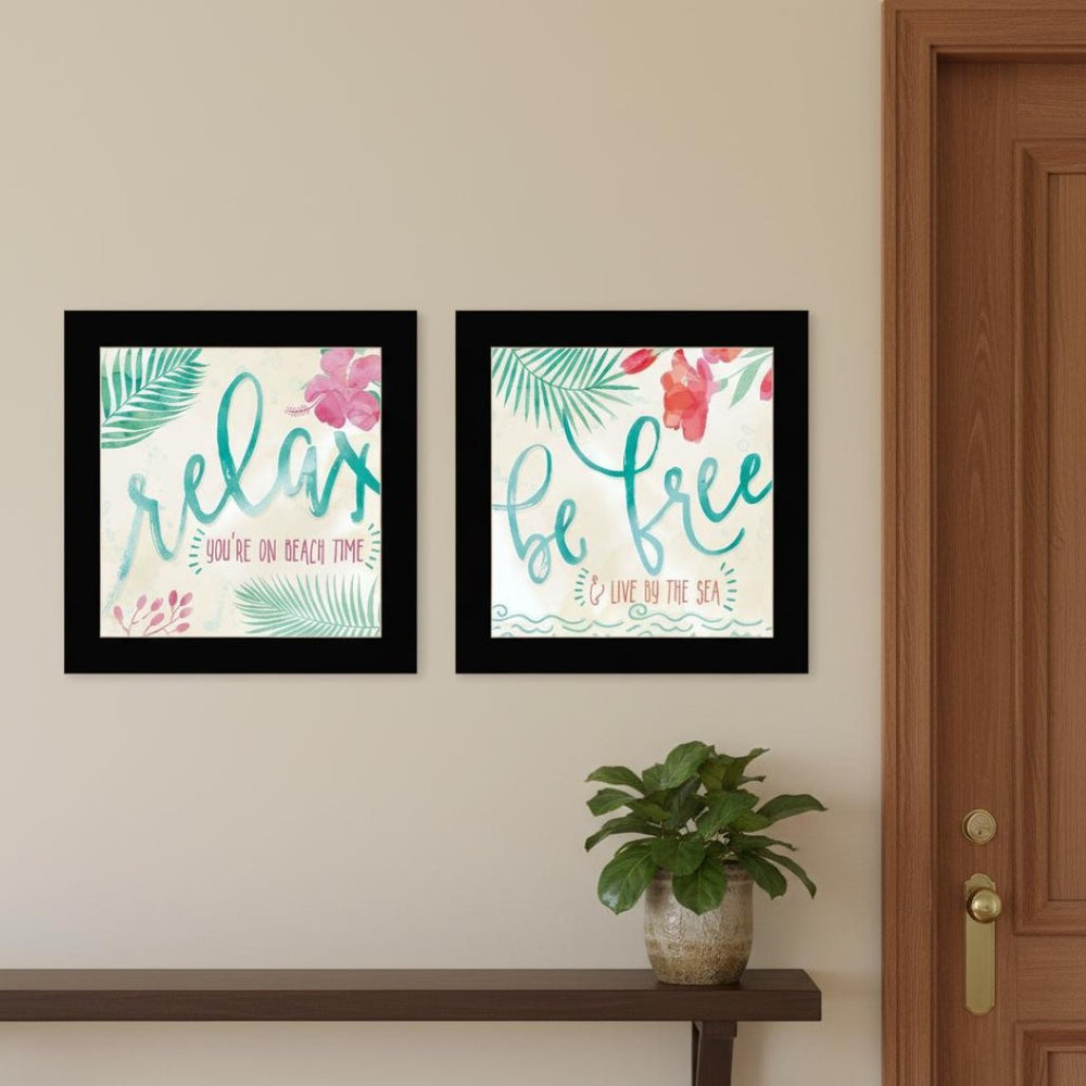 HomeRoots Set of Two Coastal-Inspired Black Framed Wall Art - Modern Gallery-Ready Decor for Any Room 568732
