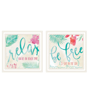 HomeRoots Set of Two Framed Coastal Art Prints - 'Be Free' & 'Live By The Sea' for Stylish Home Decor 568734