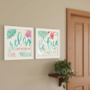 HomeRoots Set of Two Framed Coastal Art Prints - 'Be Free' & 'Live By The Sea' for Stylish Home Decor 568734