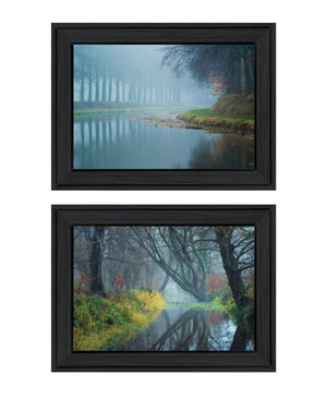 HomeRoots Set Of Two Misty Rivers Framed Wall Art - Modern Giclée Prints for Stylish Home Décor & Easy Hanging 568735
