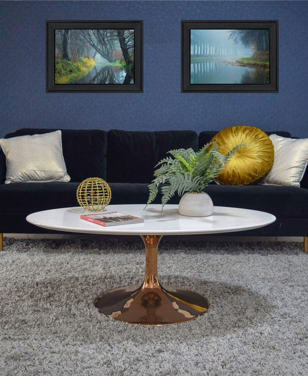 HomeRoots Set Of Two Misty Rivers Framed Wall Art - Modern Giclée Prints for Stylish Home Décor & Easy Hanging 568735