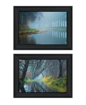 HomeRoots Set Of Two Misty Rivers Framed Wall Art - Modern Giclée Prints for Stylish Home Décor & Easy Hanging 568735