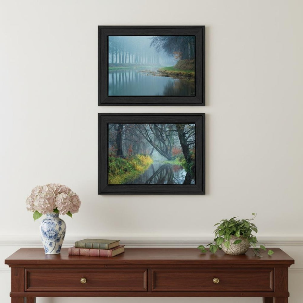 HomeRoots Set Of Two Misty Rivers Framed Wall Art - Modern Giclée Prints for Stylish Home Décor & Easy Hanging 568735