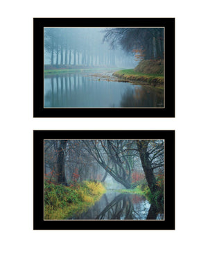 HomeRoots Set of Two Misty Rivers Black Framed Wall Art Prints – Serene Acrylic-Style Decor for Any Room 568736