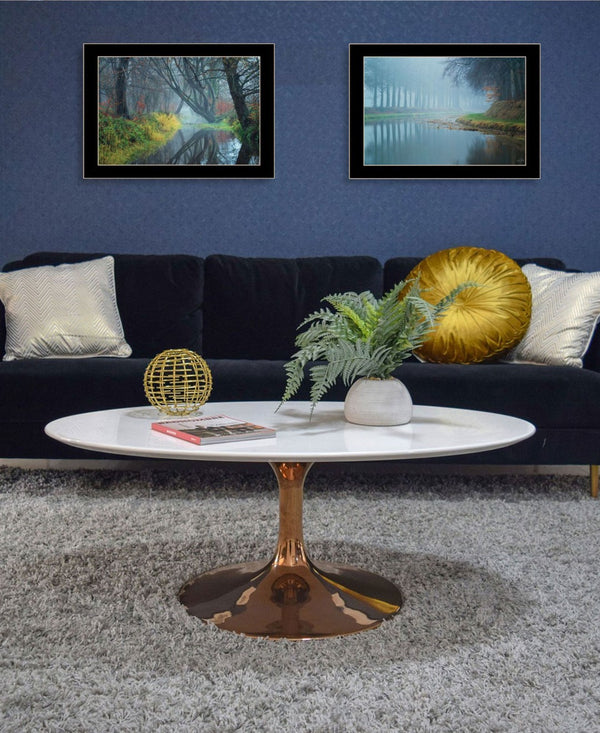 HomeRoots Set of Two Misty Rivers Black Framed Wall Art Prints – Serene Acrylic-Style Decor for Any Room 568736