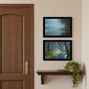 HomeRoots Set of Two Misty Rivers Black Framed Wall Art Prints – Serene Acrylic-Style Decor for Any Room 568736