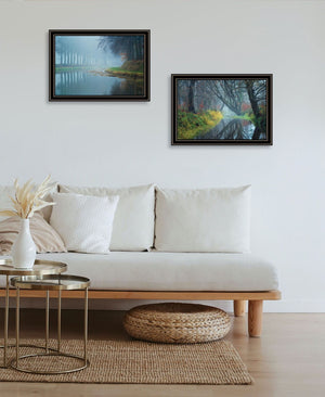 HomeRoots Set of Two Misty Rivers Framed Wall Art - Elegant Landscape Prints for Living Room or Office Decor 568737