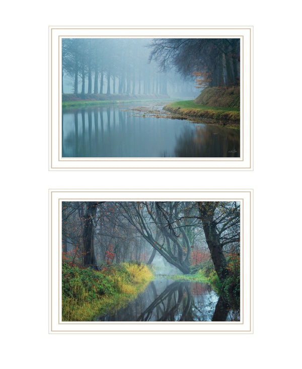 HomeRoots Set of Two Misty Rivers Elegant Framed Wall Art Prints for Serene Home Décor & Gallery Display 568738
