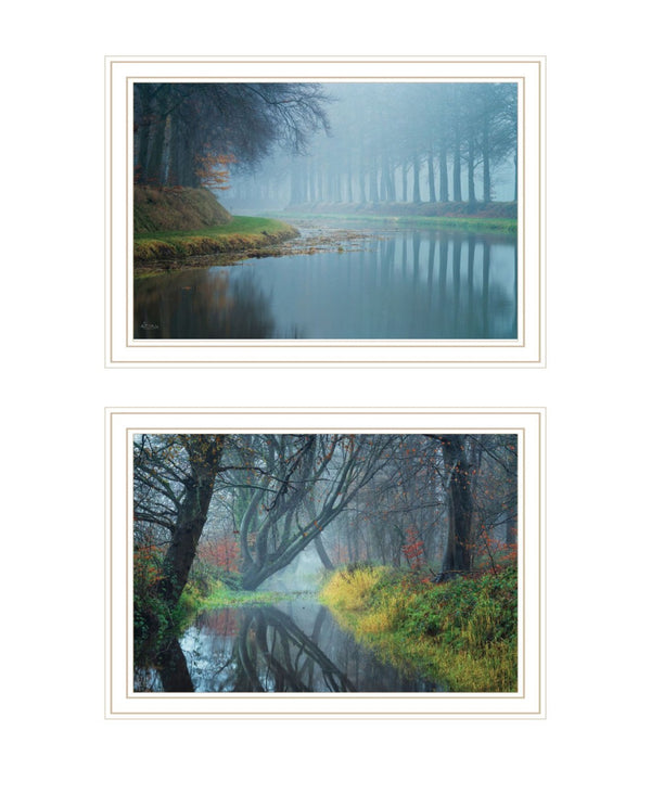 HomeRoots Set of Two Misty Rivers Elegant Framed Wall Art Prints for Serene Home Décor & Gallery Display 568738