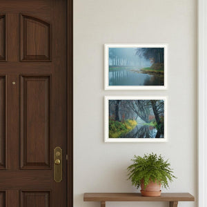 HomeRoots Set of Two Misty Rivers Elegant Framed Wall Art Prints for Serene Home Décor & Gallery Display 568738