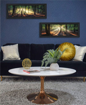 HomeRoots Set of Two Sun Rays Forest Wall Art Prints in Black Frames – Perfect for Home or Office Decor 568740