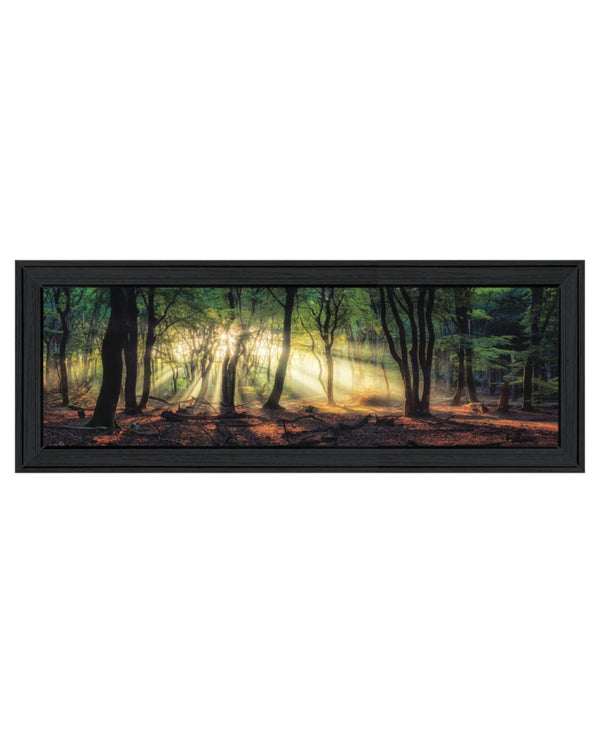 HomeRoots Set of Two Sun Rays Forest Wall Art Prints in Black Frames – Perfect for Home or Office Decor 568740