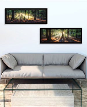 HomeRoots Set of Two Elegant Sun Rays in Forest Black Framed Wall Art – Serene Nature-Inspired Décor Piece 568741